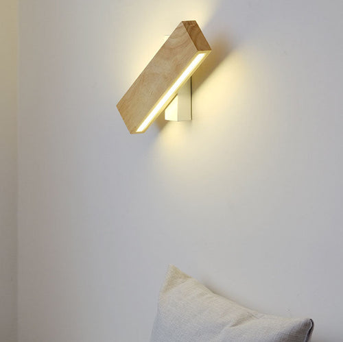 Japanese Minimalist Log Rectangular LED Wall Sconce
