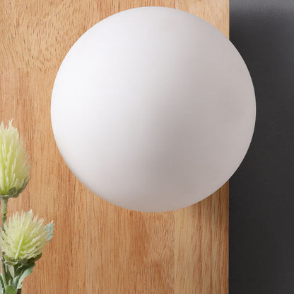 Glass Ball Wooden Square Base 1-Light Wall Sconce Lamp