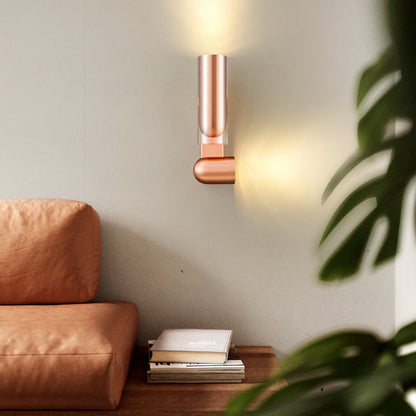 Cylinder Rotatable Iron Glass 2-Light Wall Sconce Lamp