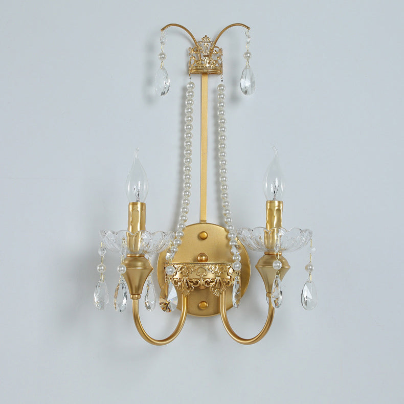 Iron Pendant Candlestick Holder 2-Light Wall Sconce Lamp