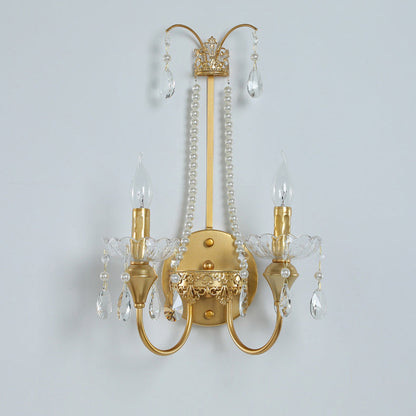 Iron Pendant Candlestick Holder 2-Light Wall Sconce Lamp