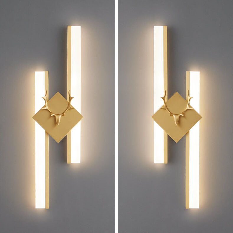 Rectangular Antler Full Copper LED Wall Sconce Lamp