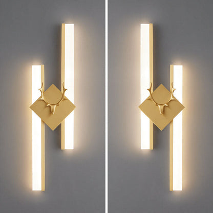 Rectangular Antler Full Copper LED Wall Sconce Lamp