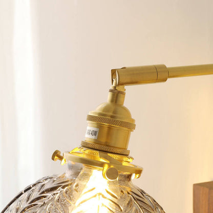 Japanese Round Ball Wood Brass 1-Light Wall Sconce Lamp