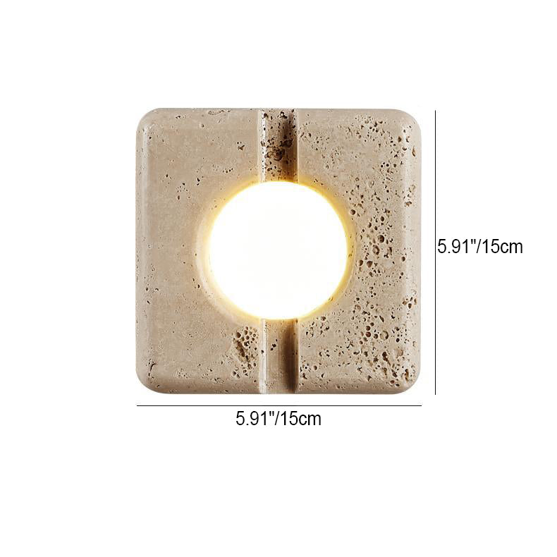 Retro White Travertine Square Shade LED Wall Sconce Lamp