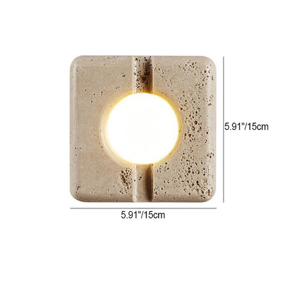 Retro White Travertine Square Shade LED Wall Sconce Lamp