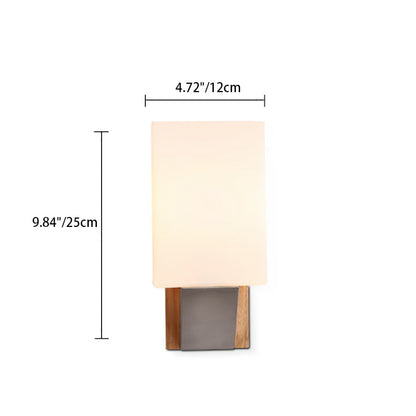 Minimalist Rectangle Wood Glass 1-Light Wall Sconce Lamp