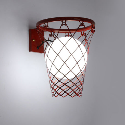 Deco Iron Glass Basketball Hoop 1-Light Wall Sconce Lamp