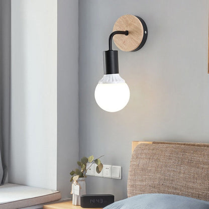 Modern Simplicity Bent Wood Iron 1-Light Wall Sconce Lamp