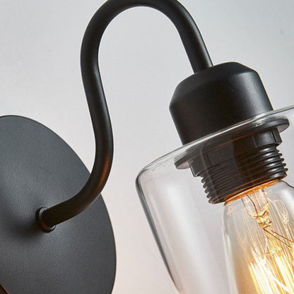 Vintage Industrial Iron Glass 1-Light Wall Sconce Lamp