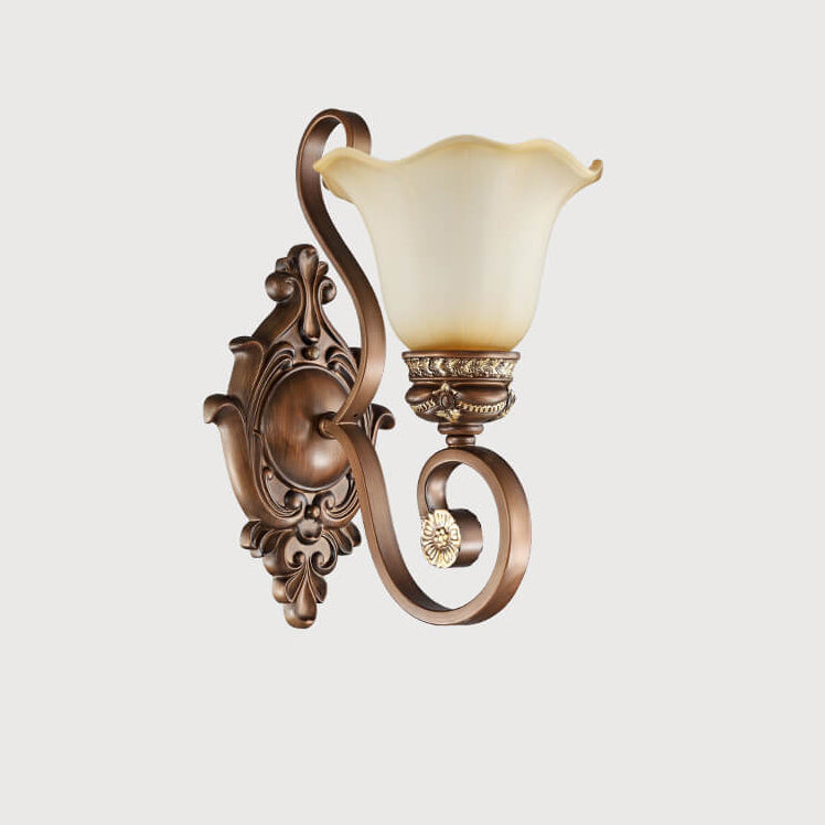 Iron Glass Flower Shape 1-Light Wall Sconce Lamp