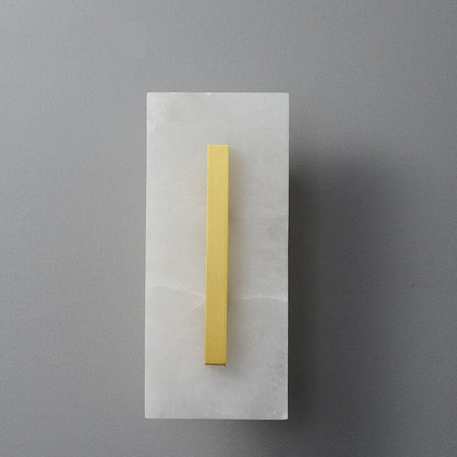 Chinese Marble Square Brass 1-Light LED Wall Sconce Lamp