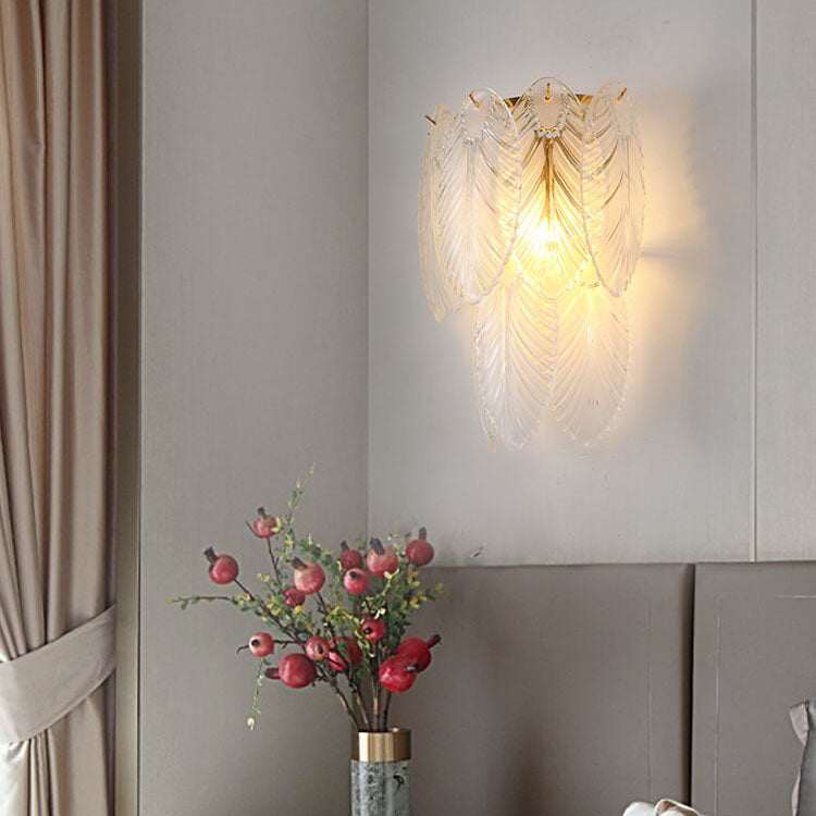 Light Feather Iron Glass 2/3-Light Wall Sconce Lamp