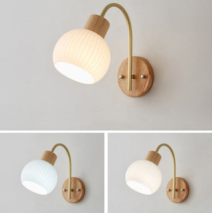 Ball Stripe Acrylic Wood Iron 1-Light Wall Sconce Lamp