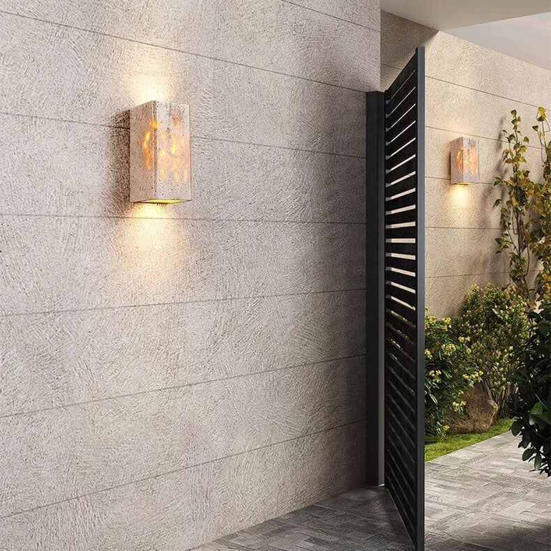Square Rectangle Yellow Travertine LED Wall Sconce Lamp