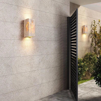 Square Rectangle Yellow Travertine LED Wall Sconce Lamp