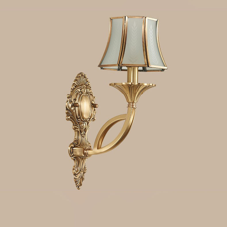 Hexagonal Wheat Copper Glass 1/2 Light Wall Sconce Lamp