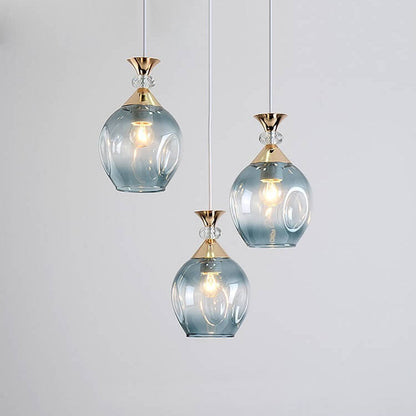 Contemporary Nordic Gradient Glass Hardware Orb 1/3 Light Island Light Chandelier for Living Room