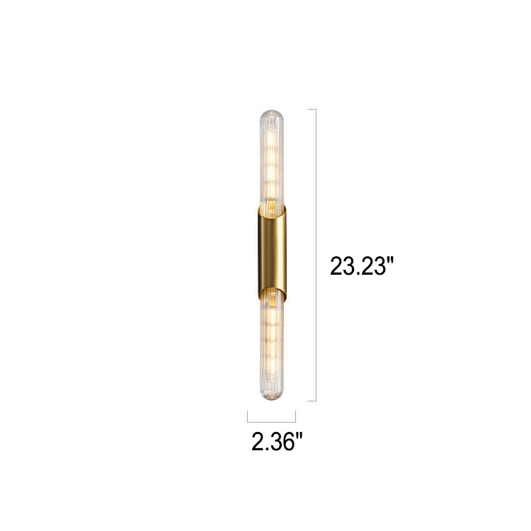 Retro All Copper Long Bar Design 2-Light Wall Sconce Lamp