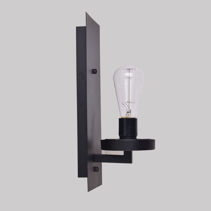 Rectangular Glass Iron Plate 1-Light Wall Sconce Lamp