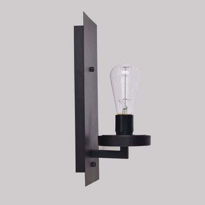 Rectangular Glass Iron Plate 1-Light Wall Sconce Lamp