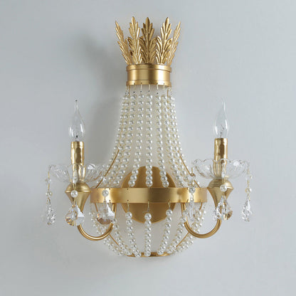 Half Tassel Crystal Iron Pearl 2-Light Wall Sconce Lamp