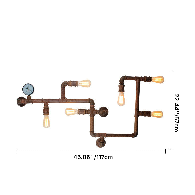 Industrial Iron Water Pipe 6-Light Wall Sconce Lamp