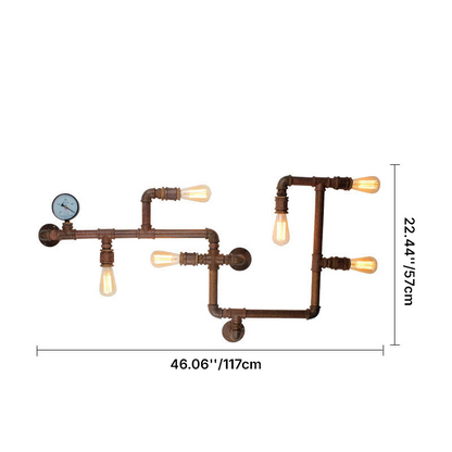 Industrial Iron Water Pipe 6-Light Wall Sconce Lamp