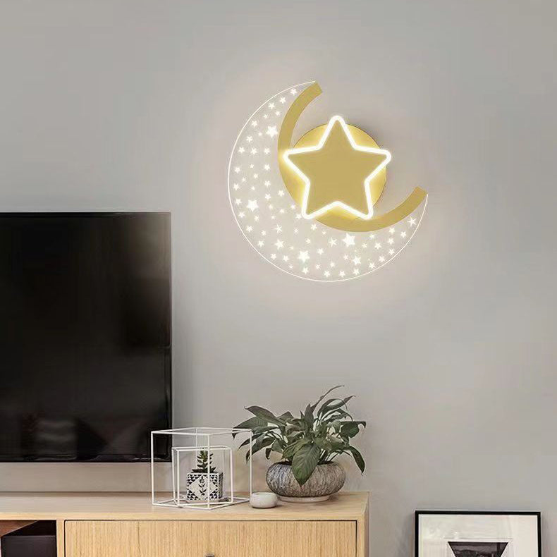 Simplicity Aluminum Acrylic Moon Star LED Wall Sconce Lamp