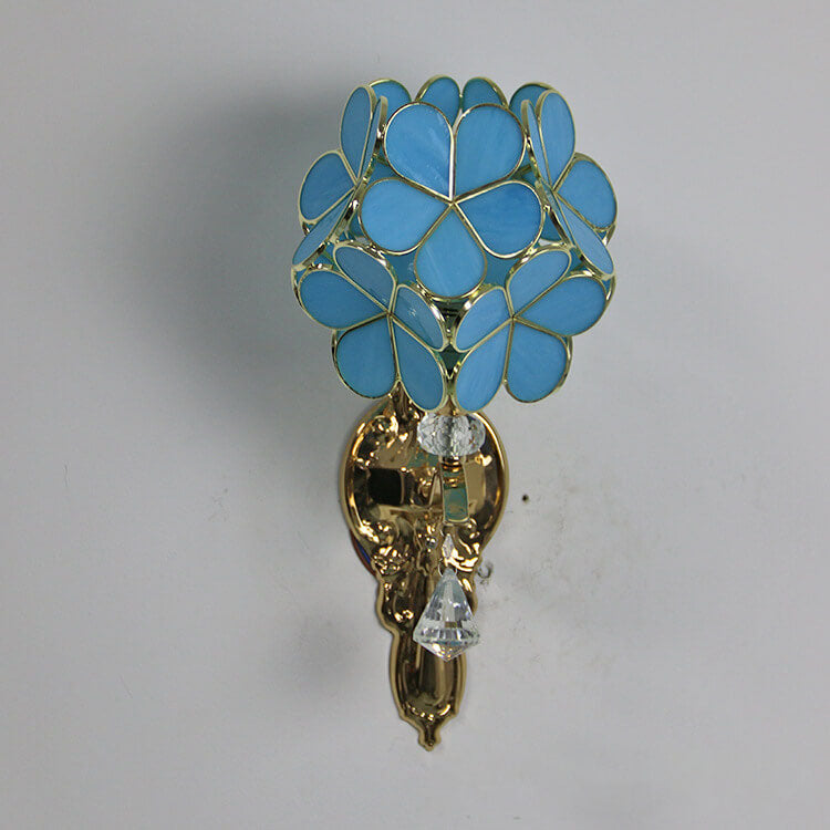 Tiffany Gold Frame Glass Metal 1-Light Wall Sconce Lamp