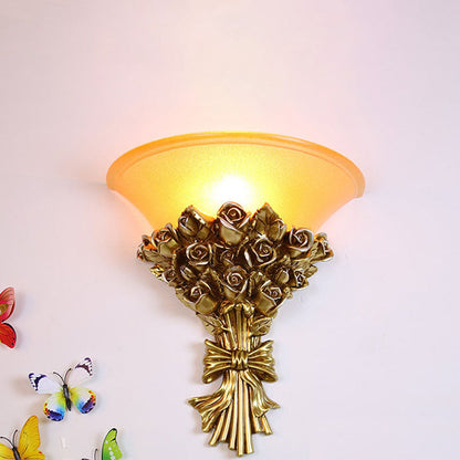 European Bouquet Shape Resin Glass 1-Light Wall Sconce Lamp