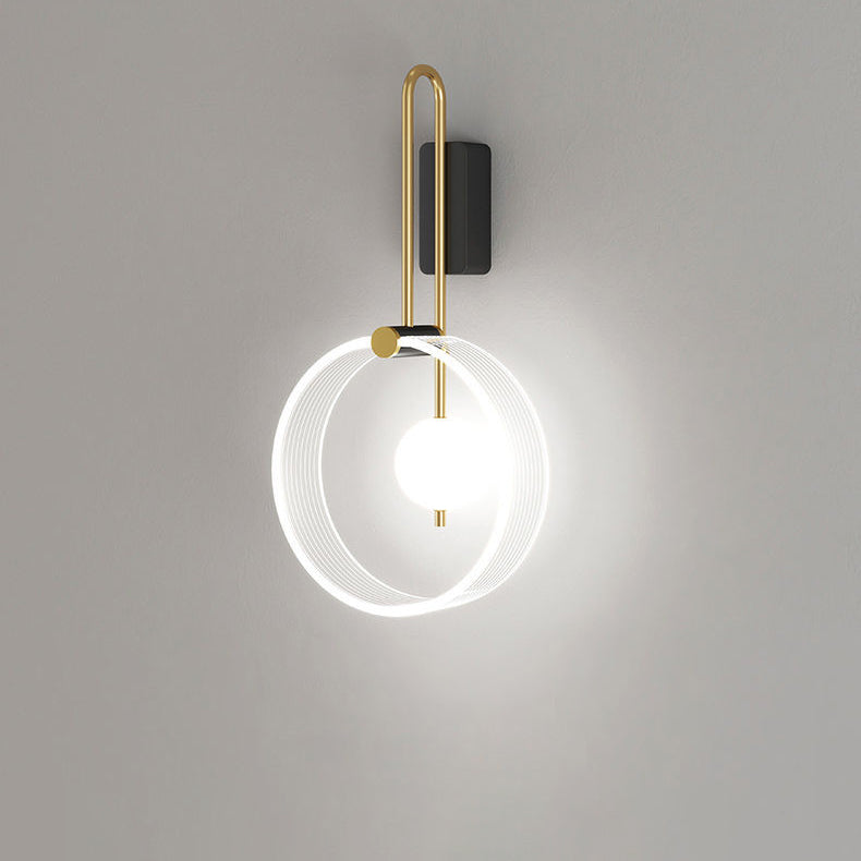 Minimalist Iron Acrylic Round Ring LED Wall Sconce Lamp