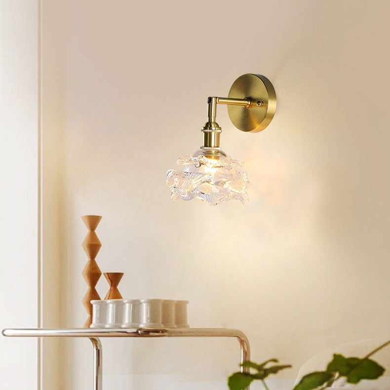 French Cylinder Ball Copper Glass 1-Light Wall Sconce Lamp