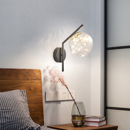 European Full Star Iron Glass Ball LED Wall Sconce Lamp