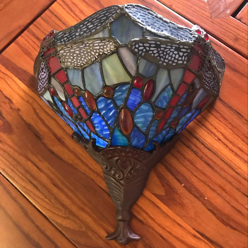 Tiffany Dragonfly Stained Glass 1-Light Wall Sconce Lamp