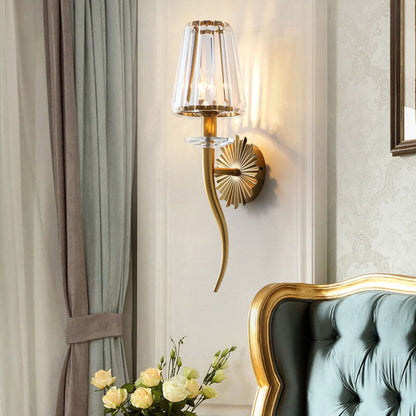 European Light Hardware Glass 1-Light Wall Sconce Lamp