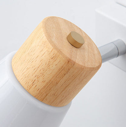 Rubberwood Glass Cone Rotatable 1/2 Light Wall Sconce Lamp