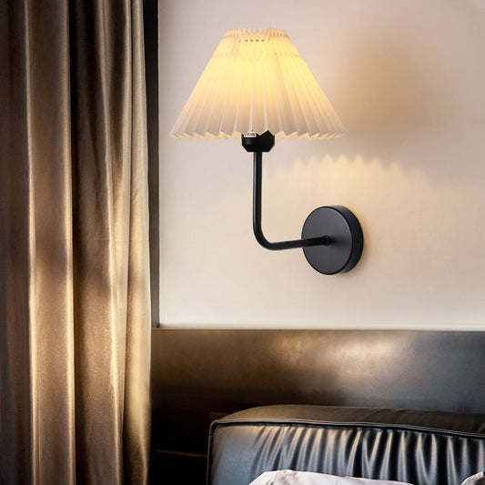 Simplicity Cone Iron Fabric 1-Light Wall Sconce Lamp