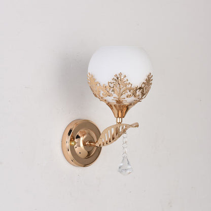 Minimalist Round Flower Iron Glass 1-Light Wall Sconce Lamp
