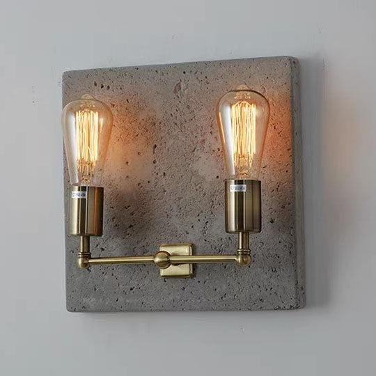 Scandinavian Iron Cement Plaster 2-Light Wall Sconce Lamp