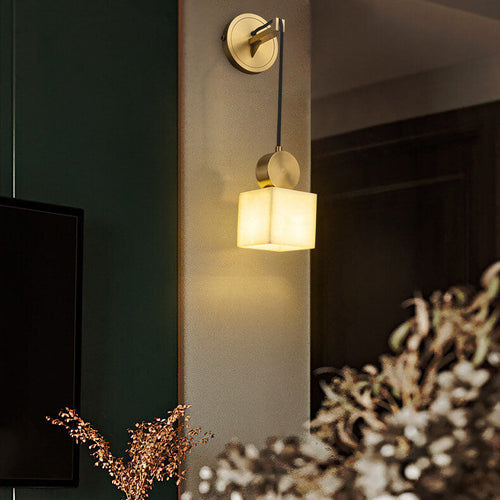 Light Square/Round Marble Shade 1-Light Wall Sconce Lamp
