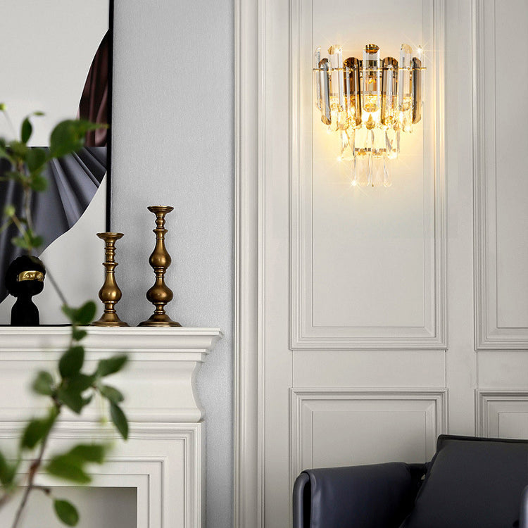 Brilliant Crystal Stack Iron 2-Light Wall Sconce Lamp