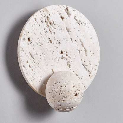 Cream Double Disc White Travertine LED Wall Sconce Lamp