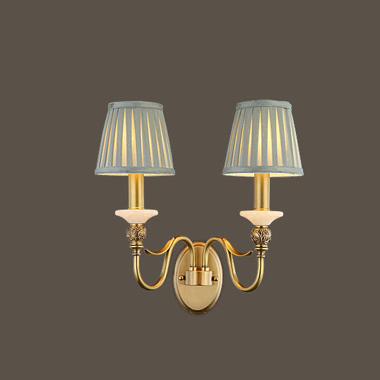 French Cone Copper Curved Arm 1//2 Light Wall Sconce Lamp