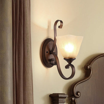Iron Glass Tetrahedron Oval Base 1/2 Light Wall Sconce Lamp
