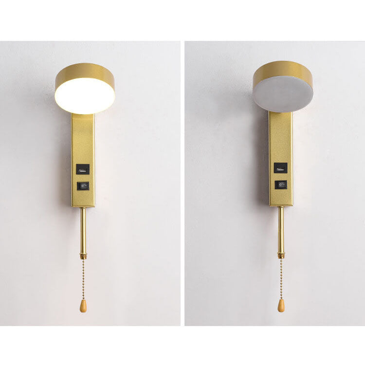 Minimalist Round Rectangular Base USB LED Wall Sconce Lamp