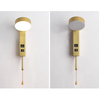 Minimalist Round Rectangular Base USB LED Wall Sconce Lamp
