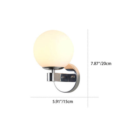Scandinavian Orb Shade Iron Base 1-Light Wall Sconce Lamp