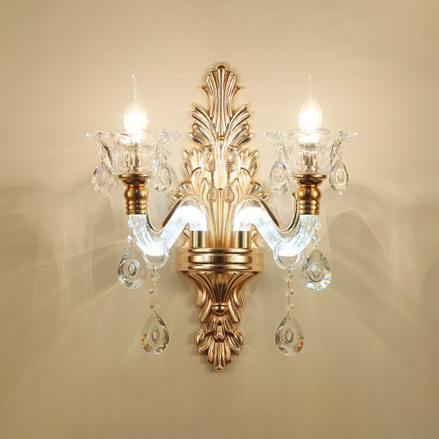 Crystal Flower Candlestick 1/2-Light Wall Sconce Lamp