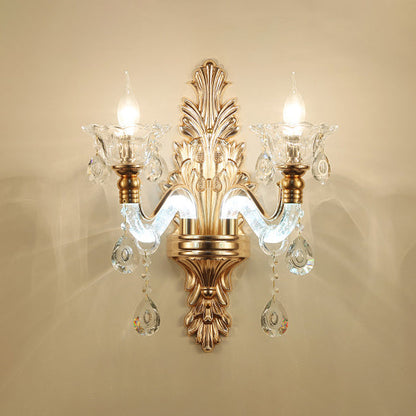 Crystal Flower Candlestick 1/2-Light Wall Sconce Lamp